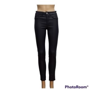 CHIARA Dalba Glam Victim Black Mid Rise Coated Skinny Ankle Jeans